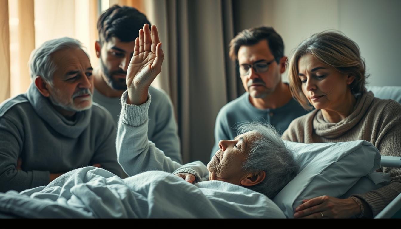 Familie beim Sterbebegleitung