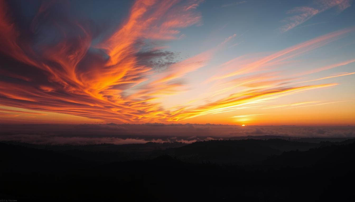 Himmelsfärbung während Sonnenaufgang